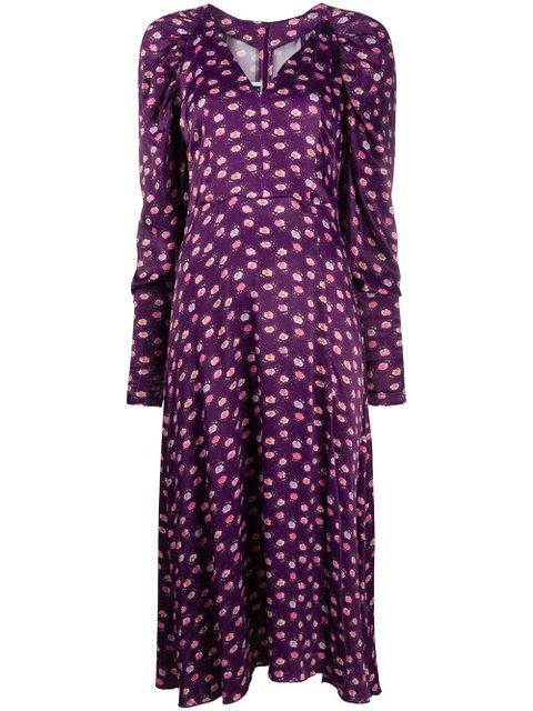 ROTATE BIRGER CHRISTENSEN pansy print midi dress - Purple - zdjęcie produktu nr 1