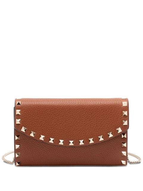 Valentino Garavani Rockstud leather chain shoulder bag - Brown