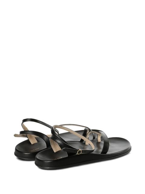 The Row leather cross-strap sandals - Black