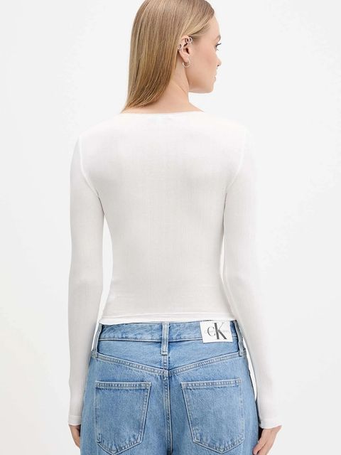 Tommy Jeans longsleeve kolor biały DW0DW21575