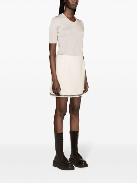 Moncler contrasting-trim tweed miniskirt - White