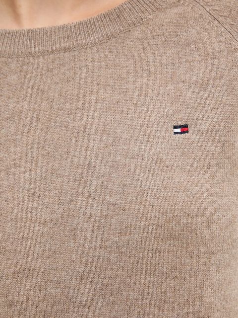 Tommy Hilfiger sweter wełniany damski kolor brązowy WW0WW47470