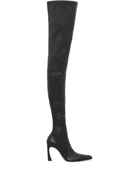 Marine Serre Ms Crush smooth-leather thigh over-the-knee boots - Black - zdjęcie produktu nr 1