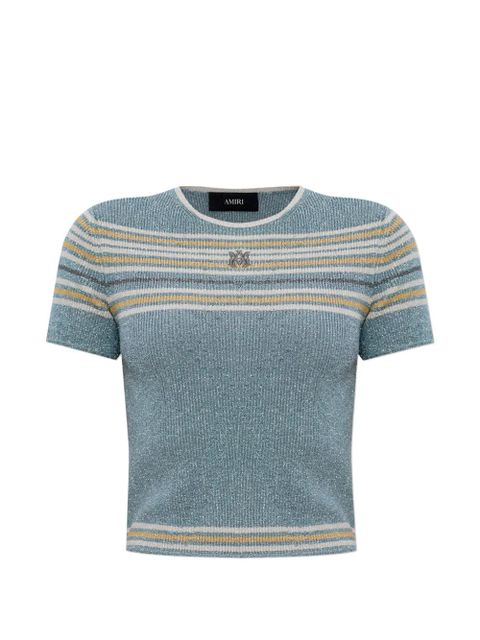 AMIRI striped logo-plaque T-shirt - Blue - zdjęcie produktu nr 1