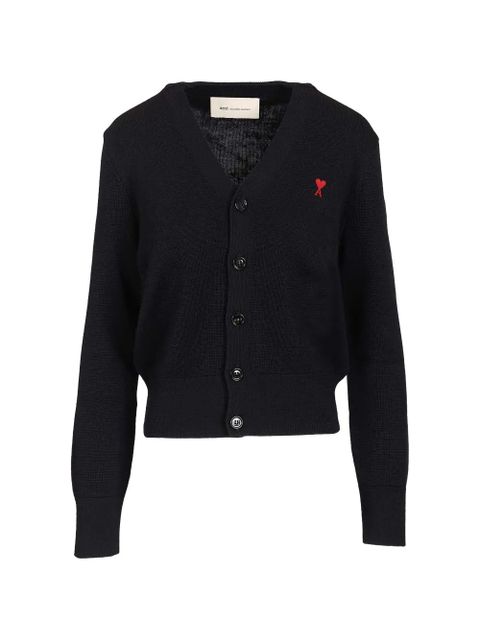 AMI Paris Ami de Cœur V-neck cardigan - Blue - zdjęcie produktu nr 1