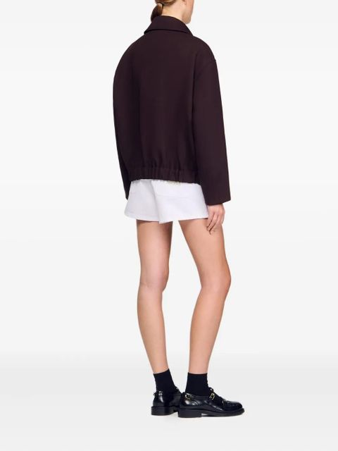 SANDRO zip-fastening elasticated-hem jacket - Brown