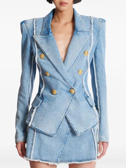 Balmain raw edge denim jacket - Blue
