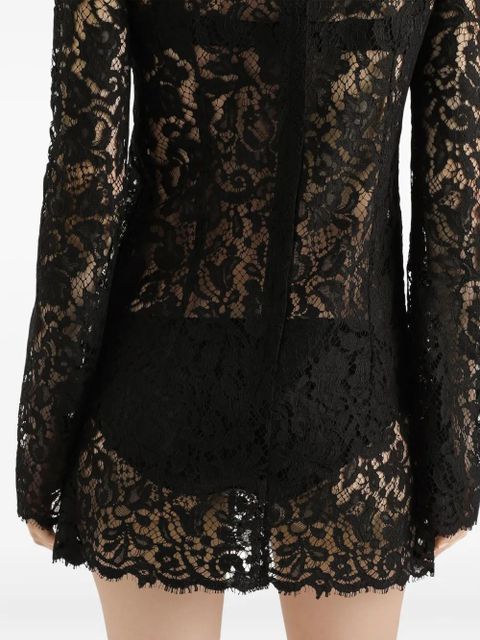 Dolce & Gabbana lace floral mini dress - Black