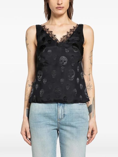 Alexander McQueen lace-trim tank top - Black - zdjęcie produktu nr 1