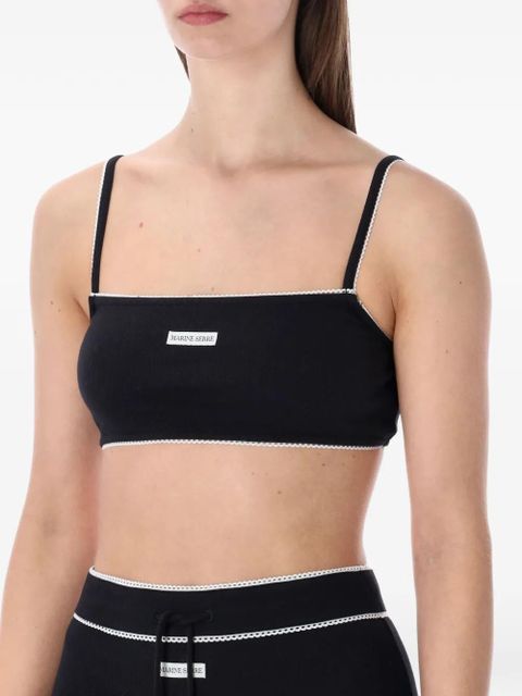 Marine Serre logo-patch cropped top - Black