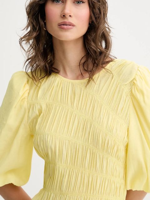 Never Fully Dressed sukienka Nara kolor żółty maxi rozkloszowana NFDDR3014