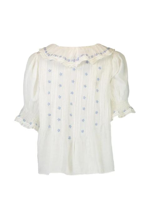 DÔEN Hettie ruffled floral-embroidered blouse - Neutrals - zdjęcie produktu nr 2