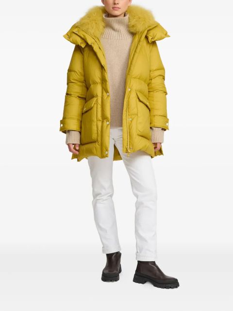 Yves Salomon hoodedlambshearling down coat - Yellow - zdjęcie produktu nr 2
