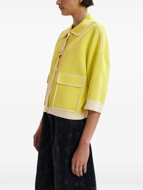 Essentiel Antwerp flower-button flap-pocket cardigan - Yellow