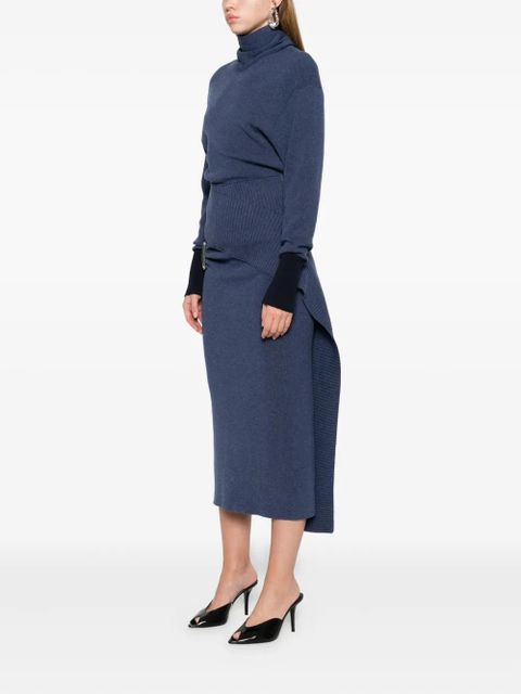 Lanvin safety pin-detail roll-neck dress - Blue