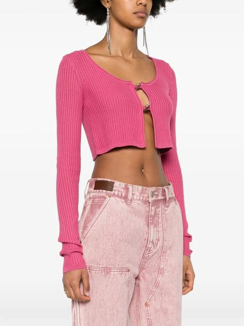 Blumarine logo-plaque cropped cardigan - Pink