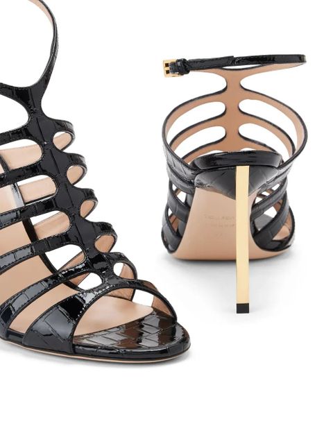 TOM FORD 85mm crocodile-embossed leather sandals - Black