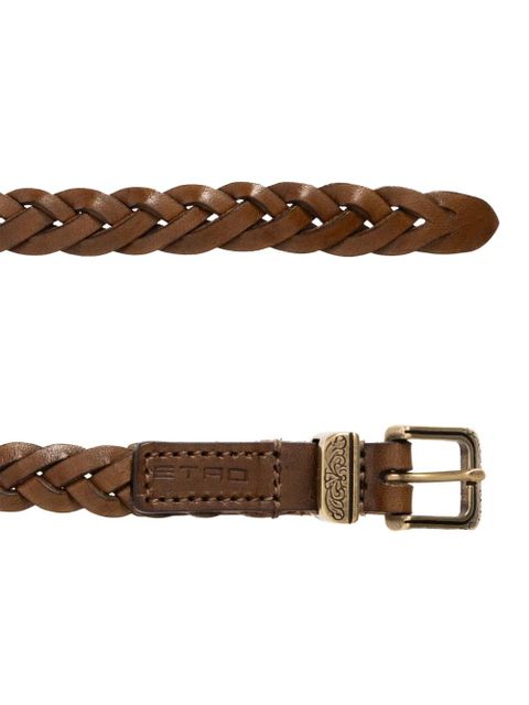 ETRO braided detailed-buckle leather belt - Brown