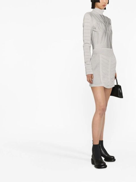 Balmain ribbed long-sleeve mini dress - Grey