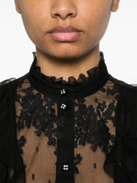Valentino Garavani ruffle-detail shirt - Black - zdjęcie produktu nr 2