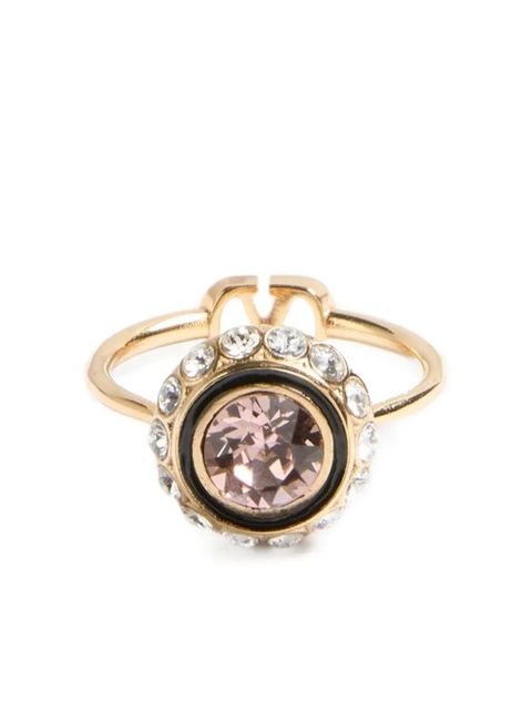 Valentino Garavani V-logo signature crystal ring - Gold - zdjęcie produktu nr 1
