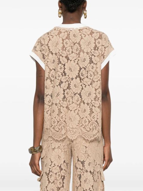 TWINSET lace-back logo-embroidery T-shirt - White