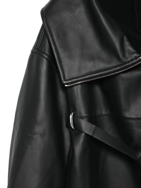 Sportmax belted leather coat - Black - zdjęcie produktu nr 2