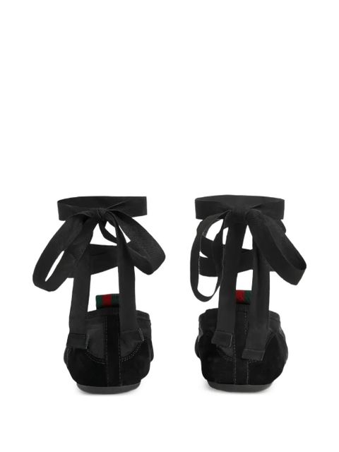 Gucci ribbon striped ballet flats - Black