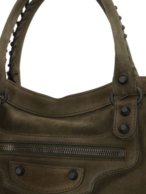 Balenciaga medium Le City braided-handle suede tote bag - Brown