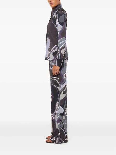 PUCCI orchidee print straight trousers - Grey