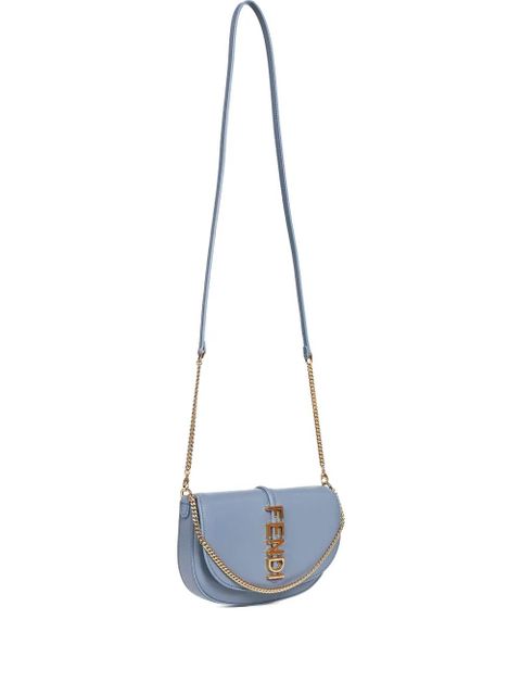 FENDI lettering chain cross body bag - Blue - zdjęcie produktu nr 1