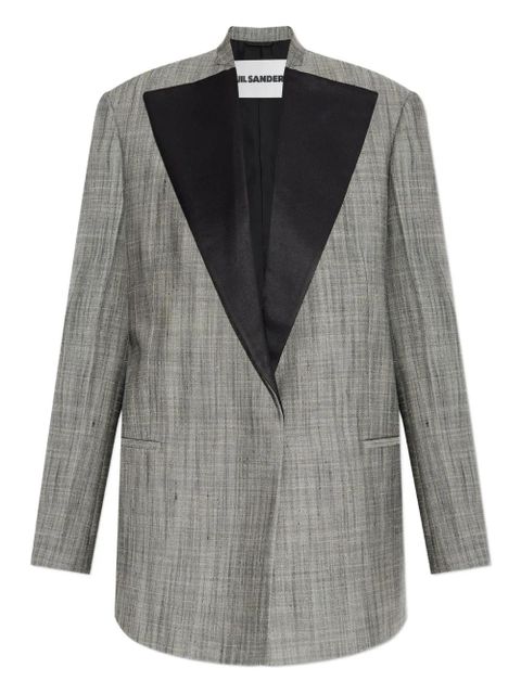 Jil Sander satin-lapel checked jacket - Grey - zdjęcie produktu nr 1