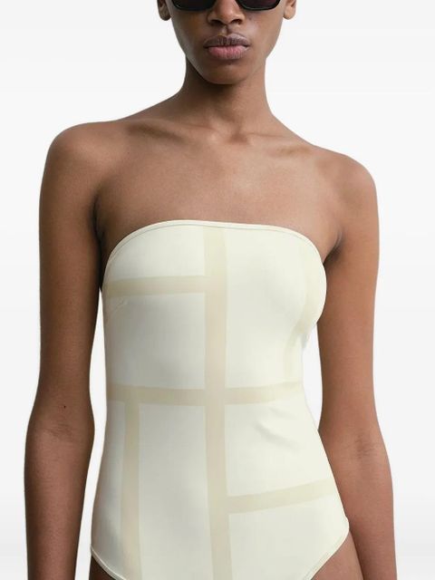 TOTEME monogram strapless swimsuit - Neutrals
