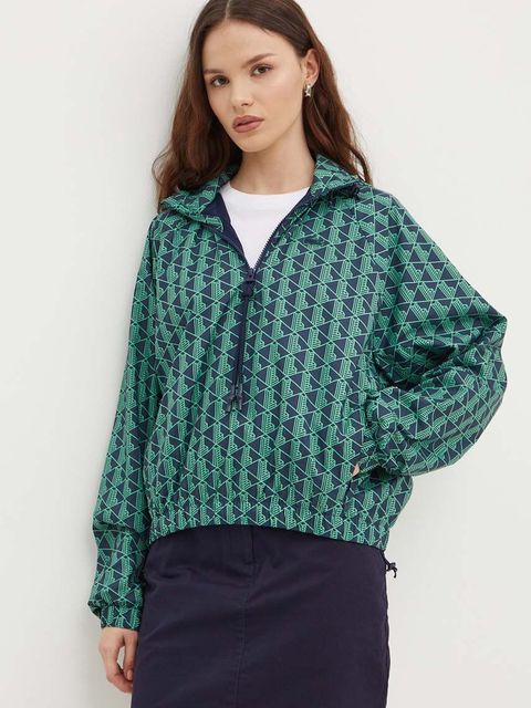Lacoste kurtka damska kolor zielony przejściowa