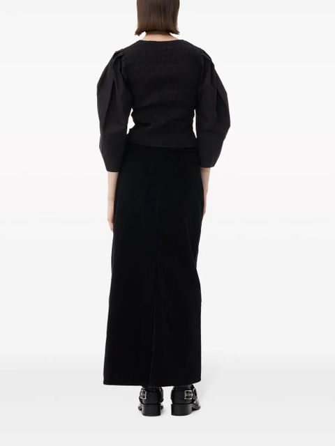 GANNI U-neck cropped organic-cotton blouse - Black