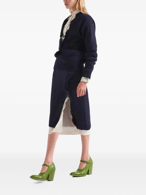 Prada button-detailed cashmere midi skirt - Blue - zdjęcie produktu nr 2