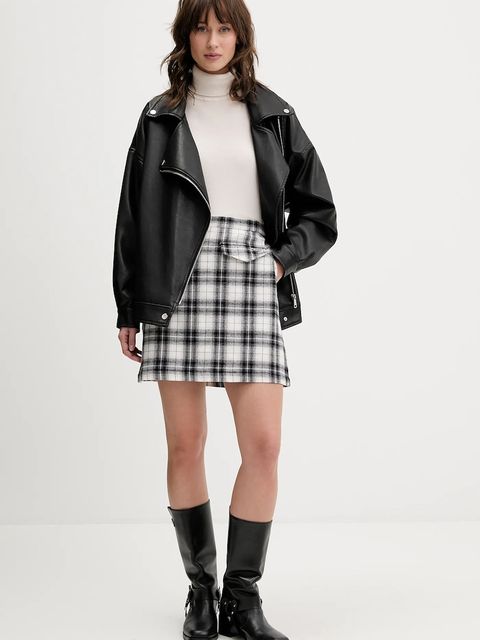 Tommy Jeans spódnica bawełniana kolor czarny mini prosta DW0DW21461