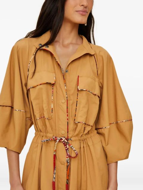 FARM Rio tiered drawstring midi dress - Brown