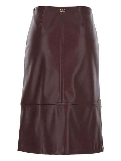 TWINSET button-detailed leather midi skirt - Red - zdjęcie produktu nr 2