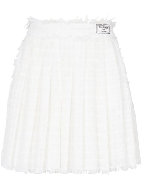 Balmain pleated tweed miniskirt - White - zdjęcie produktu nr 1
