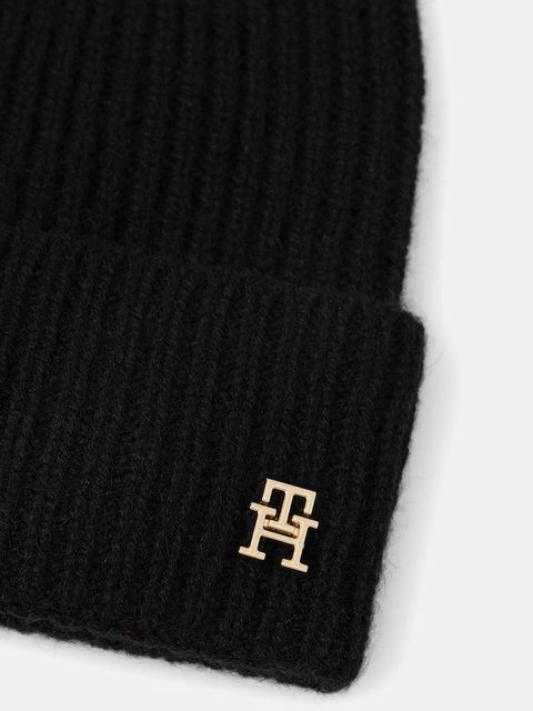 Tommy Hilfiger czapka kaszmirowa kolor czarny AW0AW17772