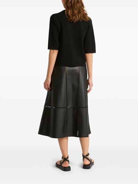 Yves Salomon ladder-stitch lambskin skirt - Black
