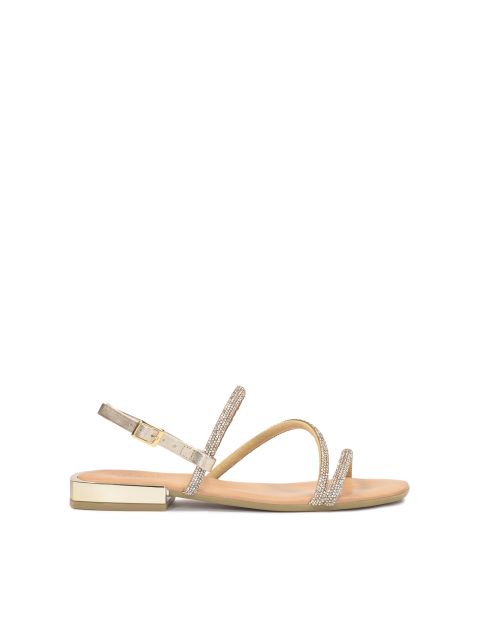 Elegancko zdobione sandały na metalowym obcasie