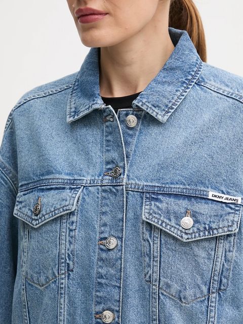 Dkny kurtka jeansowa kolor niebieski przejściowa DJ5J6201