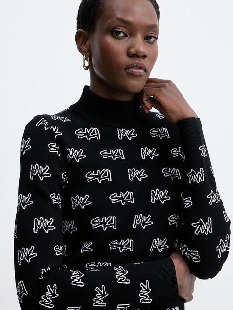 MICHAEL Michael Kors sweter damski kolor czarny lekki z półgolfem MF561COK0M