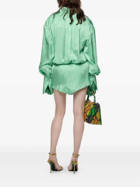 The Attico embossed-pattern shirt dress - Green