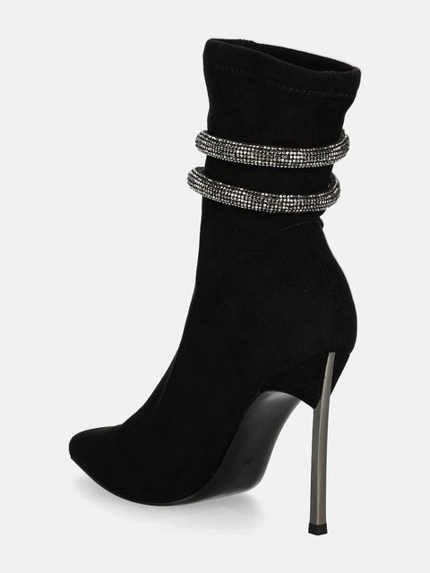 GOE botki damskie kolor czarny na szpilce lekko ocieplone OO2N4219 BLACK