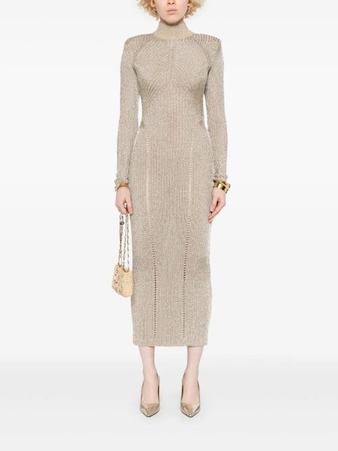 Self-Portrait lurex knitted maxi dress - Gold - zdjęcie produktu nr 2