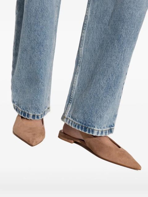 Gianvito Rossi pointed sling-back flat pumps - Brown