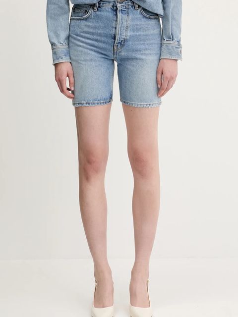 Fiorucci szorty jeansowe Bermuda Denim damskie kolor niebieski gładkie high waist W02SMDSH316DN01DN01 - zdjęcie produktu nr 1